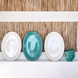 Travessa Oval Sardegna Branco 46cm Costa Nova